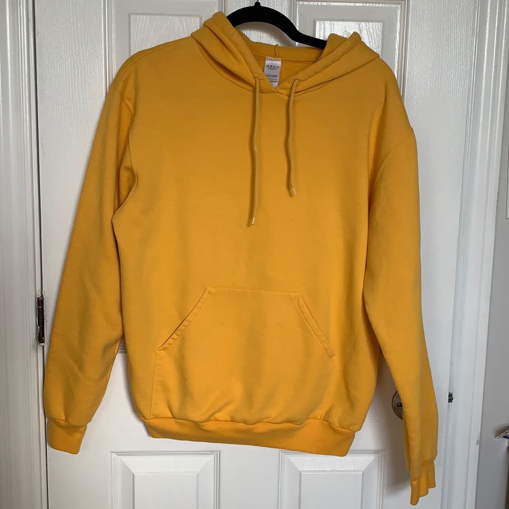 Yellow hoodie.